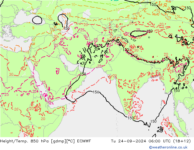 Z500/Yağmur (+YB)/Z850 ECMWF Sa 24.09.2024 06 UTC