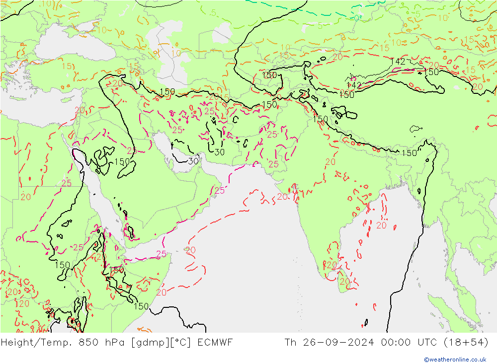 Z500/Rain (+SLP)/Z850 ECMWF Th 26.09.2024 00 UTC