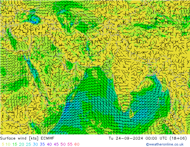 Vent 10 m ECMWF mar 24.09.2024 00 UTC