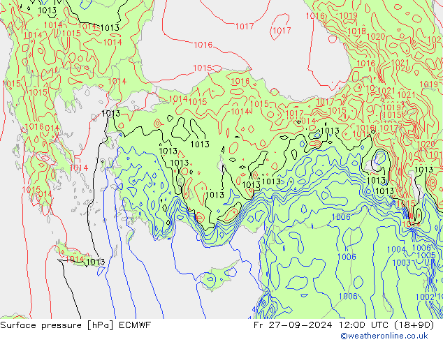 ciśnienie ECMWF pt. 27.09.2024 12 UTC