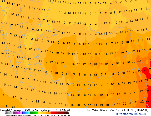 Z500/Yağmur (+YB)/Z850 ECMWF Sa 24.09.2024 12 UTC