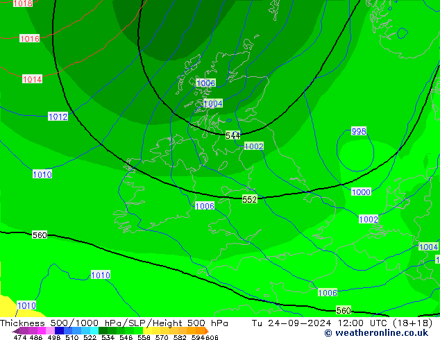 Thck 500-1000hPa ECMWF Ter 24.09.2024 12 UTC