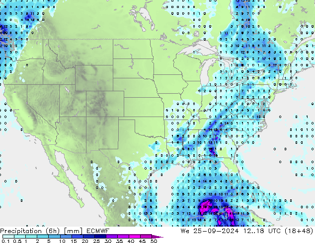 Z500/Rain (+SLP)/Z850 ECMWF Qua 25.09.2024 18 UTC