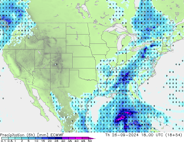 Precipitación (6h) ECMWF jue 26.09.2024 00 UTC