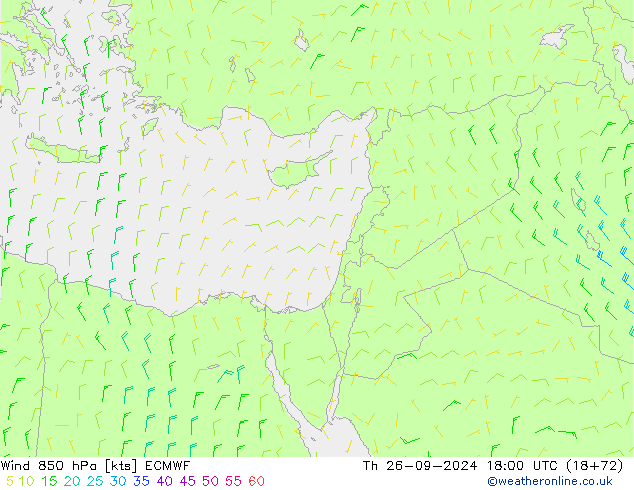 Wind 850 hPa ECMWF Th 26.09.2024 18 UTC