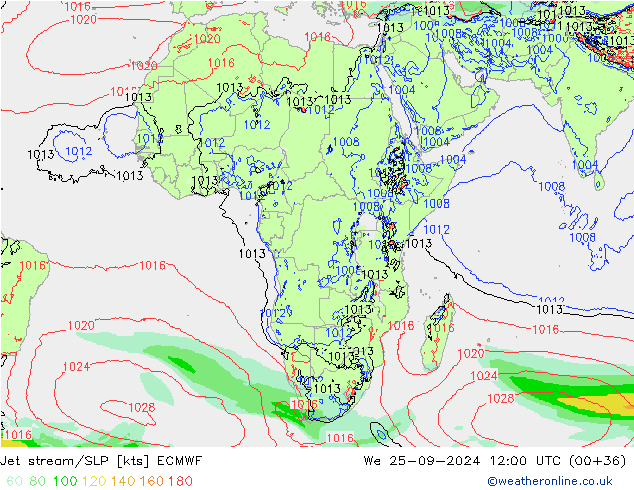 Polarjet/Bodendruck ECMWF Mi 25.09.2024 12 UTC