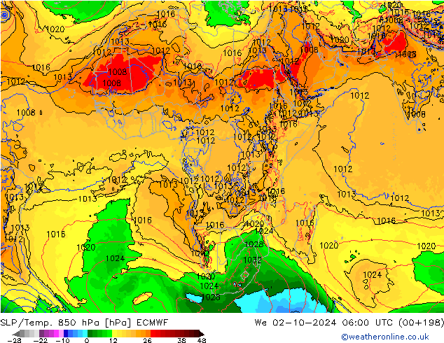 SLP/Temp. 850 hPa ECMWF We 02.10.2024 06 UTC