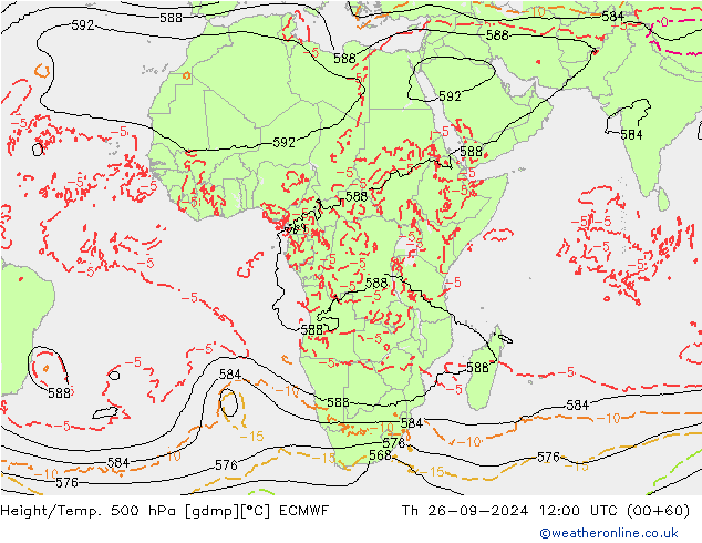 Z500/Rain (+SLP)/Z850 ECMWF Th 26.09.2024 12 UTC