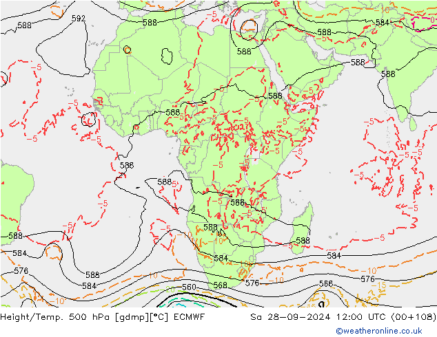 Z500/Rain (+SLP)/Z850 ECMWF Sa 28.09.2024 12 UTC