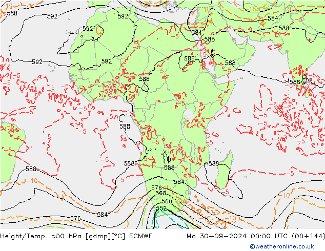 Z500/Rain (+SLP)/Z850 ECMWF пн 30.09.2024 00 UTC