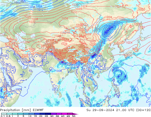 осадки ECMWF Вс 29.09.2024 00 UTC