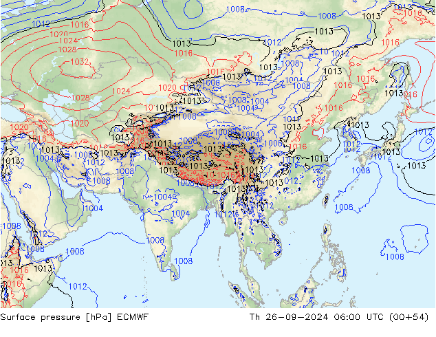 pressão do solo ECMWF Qui 26.09.2024 06 UTC