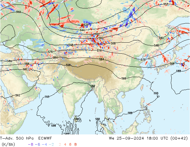 T-Adv. 500 hPa ECMWF Qua 25.09.2024 18 UTC