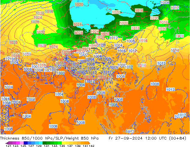 Thck 850-1000 hPa ECMWF Pá 27.09.2024 12 UTC