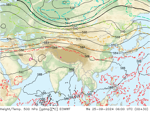 Z500/Rain (+SLP)/Z850 ECMWF We 25.09.2024 06 UTC