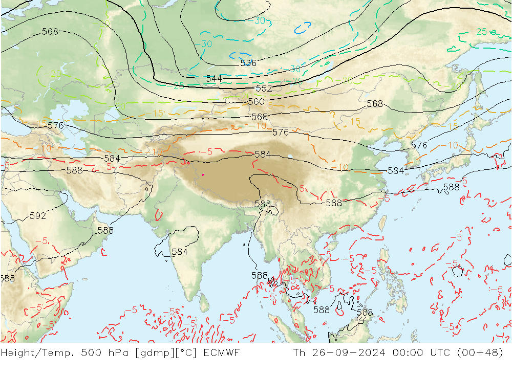 Z500/Rain (+SLP)/Z850 ECMWF czw. 26.09.2024 00 UTC