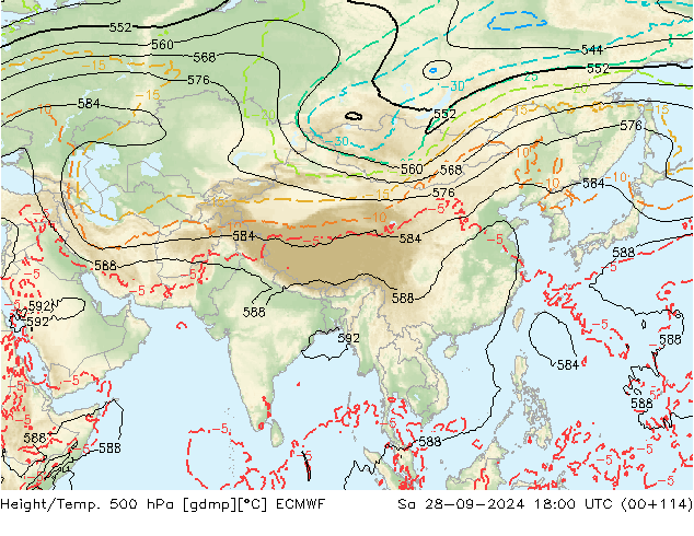 Z500/Rain (+SLP)/Z850 ECMWF Sa 28.09.2024 18 UTC