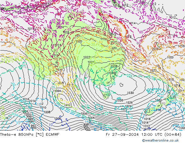 Theta-e 850hPa ECMWF Fr 27.09.2024 12 UTC