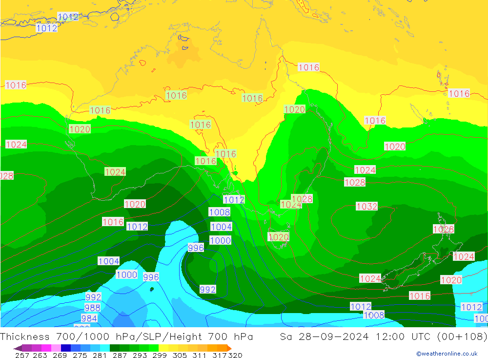 Thck 700-1000 hPa ECMWF Sa 28.09.2024 12 UTC