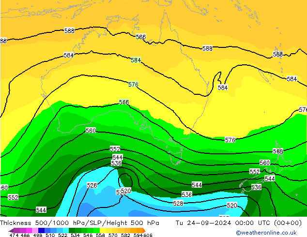 Thck 500-1000hPa ECMWF wto. 24.09.2024 00 UTC