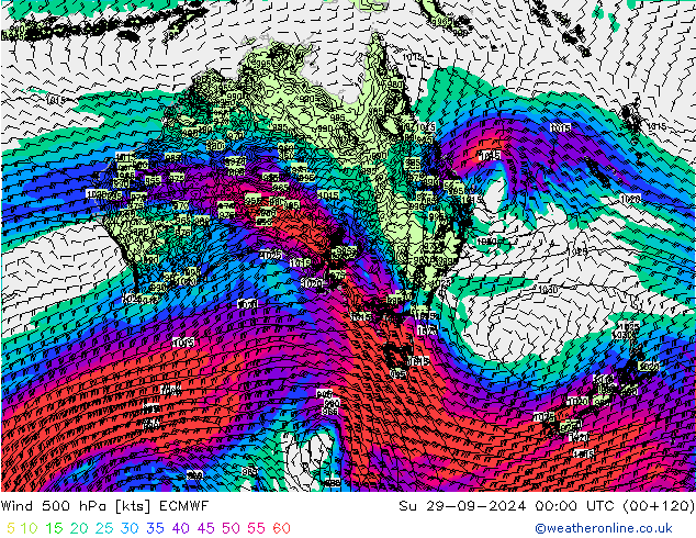 Wind 500 hPa ECMWF Ne 29.09.2024 00 UTC