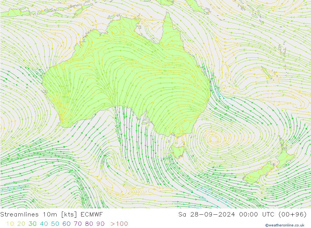 Streamlines 10m ECMWF So 28.09.2024 00 UTC