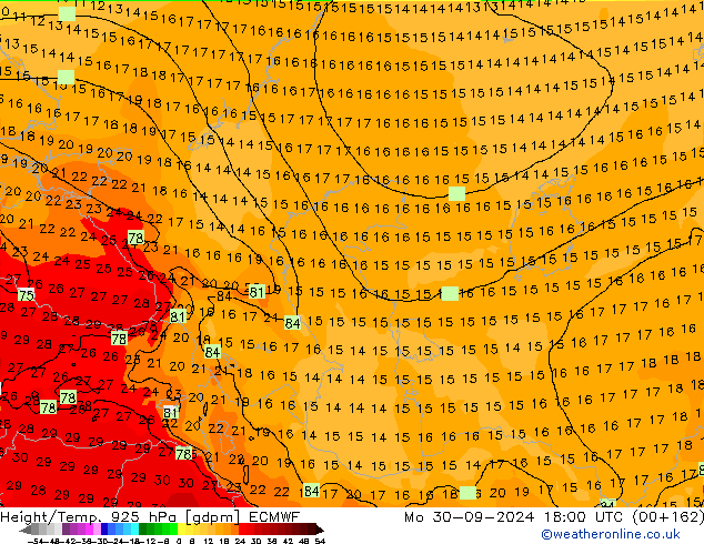 Height/Temp. 925 hPa ECMWF Seg 30.09.2024 18 UTC