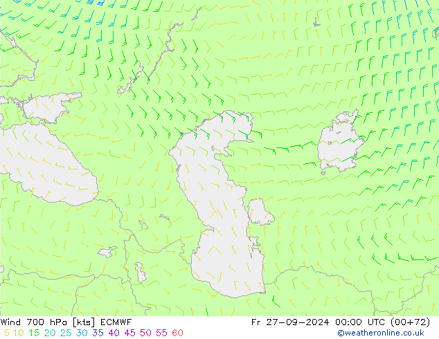 Vent 700 hPa ECMWF ven 27.09.2024 00 UTC