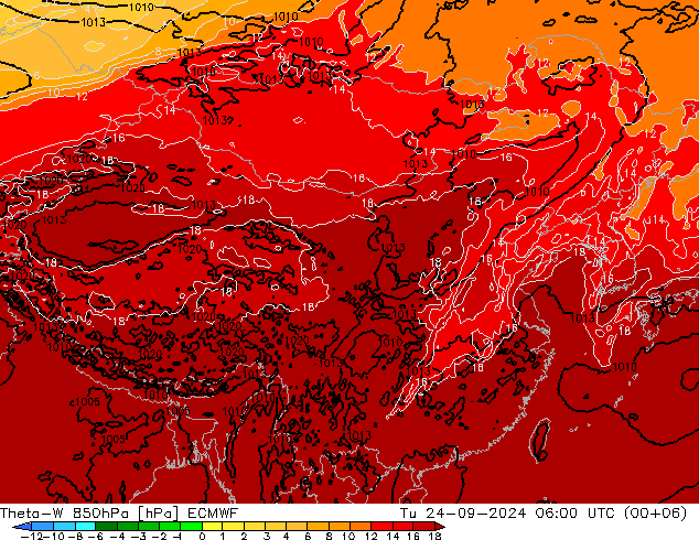 Theta-W 850hPa ECMWF Tu 24.09.2024 06 UTC