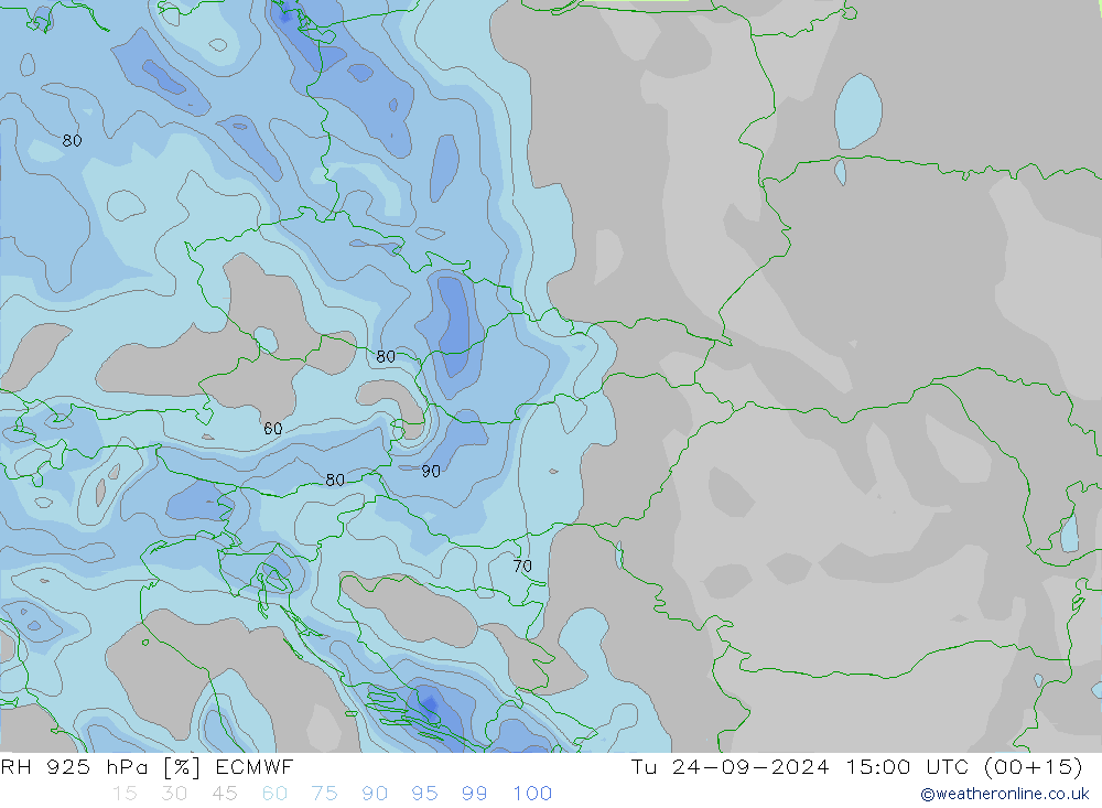 Humidité rel. 925 hPa ECMWF mar 24.09.2024 15 UTC