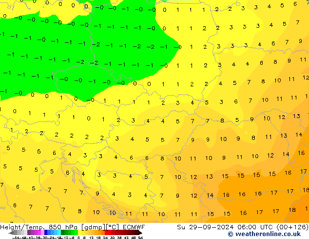 Yükseklik/Sıc. 850 hPa ECMWF Paz 29.09.2024 06 UTC