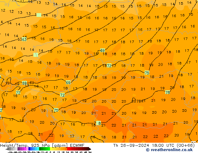 Height/Temp. 925 hPa ECMWF gio 26.09.2024 18 UTC