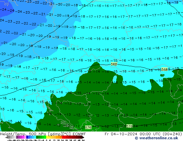 Height/Temp. 500 hPa ECMWF Fr 04.10.2024 00 UTC