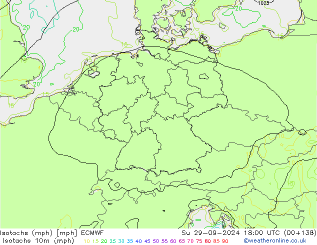 Isotachs (mph) ECMWF Su 29.09.2024 18 UTC