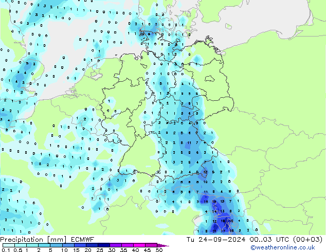 Précipitation ECMWF mar 24.09.2024 03 UTC