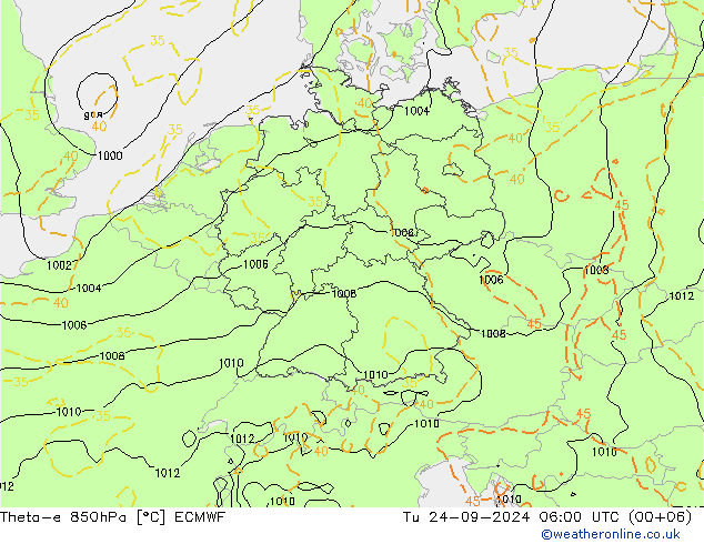 Theta-e 850hPa ECMWF mar 24.09.2024 06 UTC