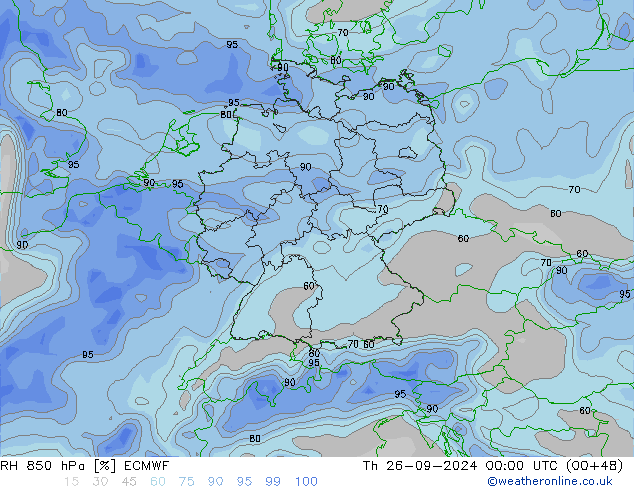 RV 850 hPa ECMWF do 26.09.2024 00 UTC