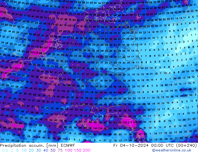 Précipitation accum. ECMWF ven 04.10.2024 00 UTC