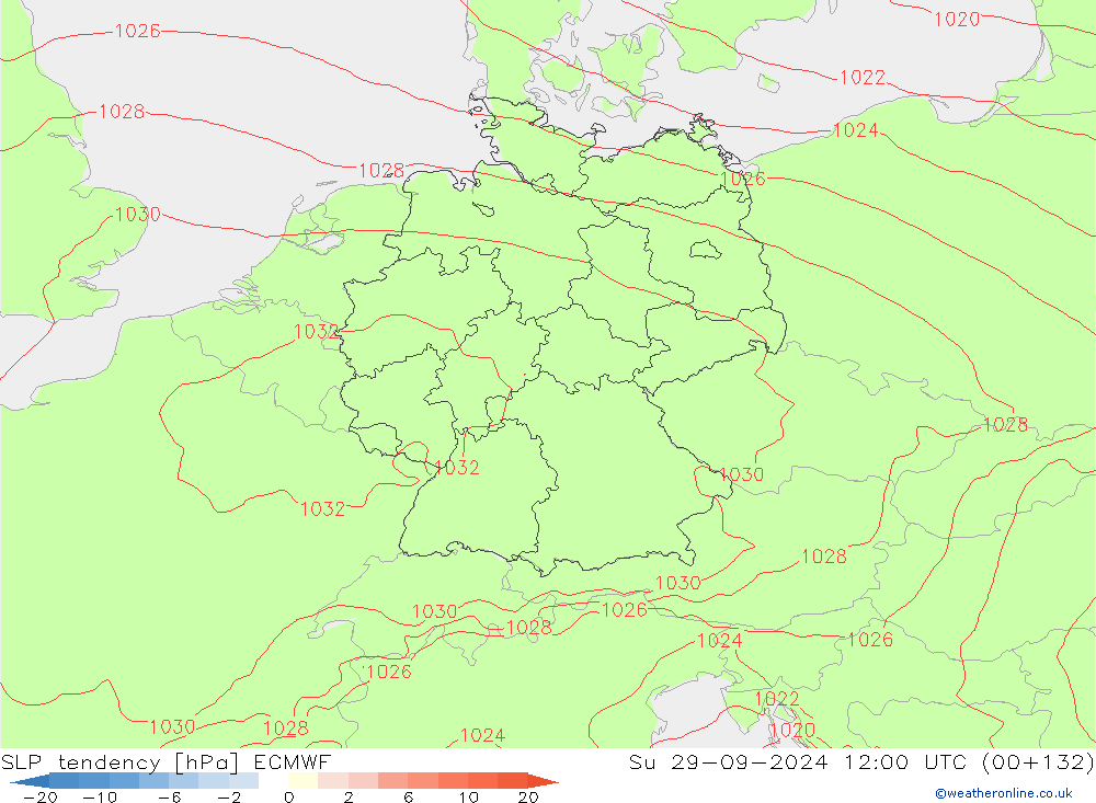 Druktendens (+/-) ECMWF zo 29.09.2024 12 UTC