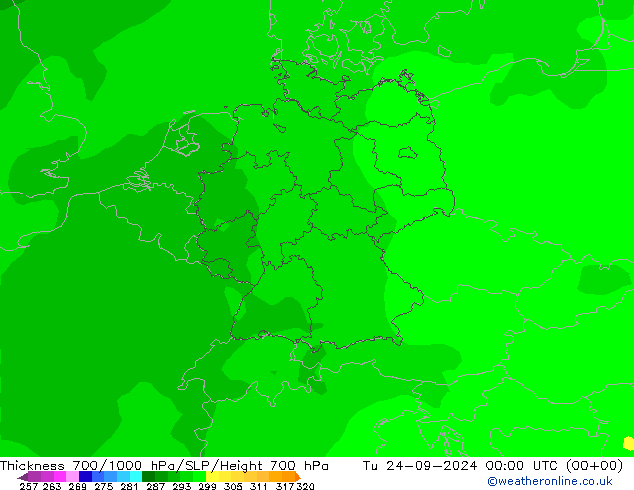 Thck 700-1000 hPa ECMWF Tu 24.09.2024 00 UTC