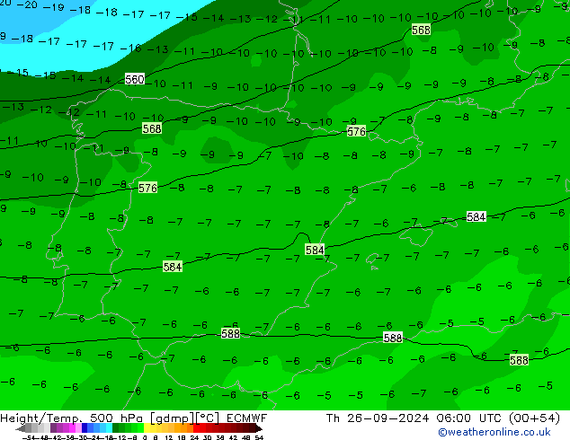 Z500/Rain (+SLP)/Z850 ECMWF Do 26.09.2024 06 UTC