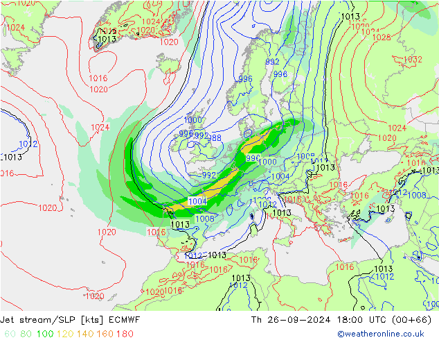 Courant-jet ECMWF jeu 26.09.2024 18 UTC