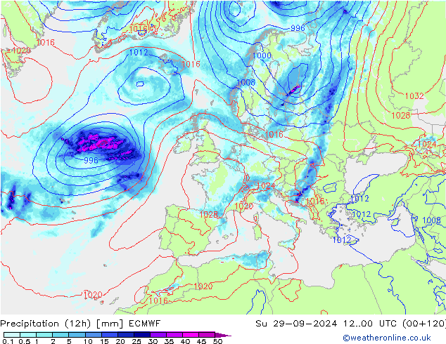 Precipitación (12h) ECMWF dom 29.09.2024 00 UTC