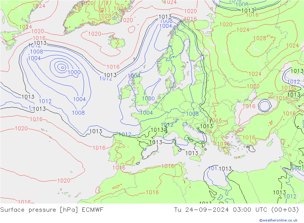 приземное давление ECMWF вт 24.09.2024 03 UTC