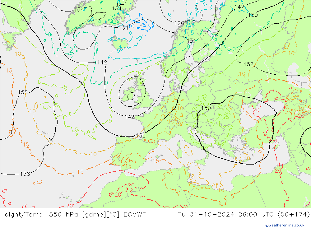 Z500/Rain (+SLP)/Z850 ECMWF Tu 01.10.2024 06 UTC