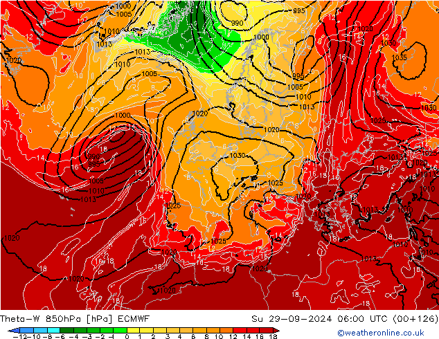 Theta-W 850hPa ECMWF Su 29.09.2024 06 UTC