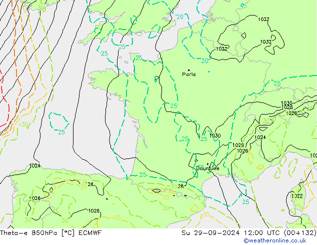 Theta-e 850гПа ECMWF Вс 29.09.2024 12 UTC