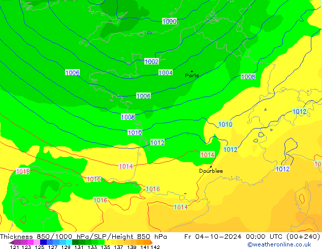 Thck 850-1000 hPa ECMWF ven 04.10.2024 00 UTC