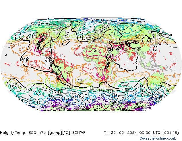 Height/Temp. 850 hPa ECMWF Th 26.09.2024 00 UTC