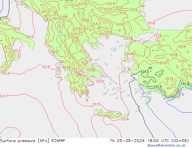 Surface pressure ECMWF Th 26.09.2024 18 UTC